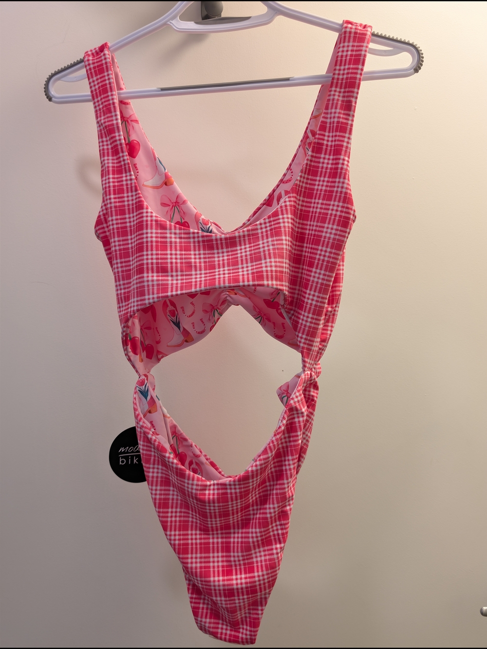 moana bikini Pink Cherry Print One-Piece Swimsuit - Picture 4 of 4